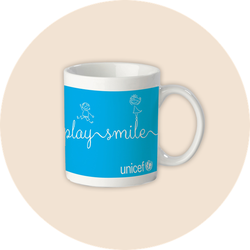 [15GF043] Tasse bleue "Enfants souriants"