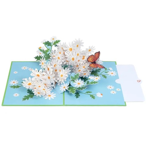 [US0119] Carte d'anniversaire "Marguerites et Papillons"